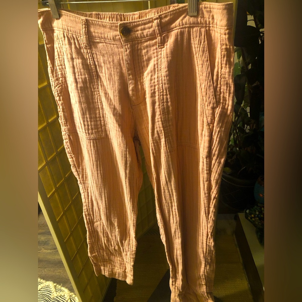 Pants, Loose Fit, zip up & button, Natural fibers, 100% cotton,Size M